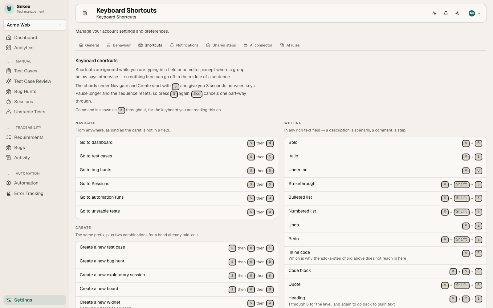 Shortcuts